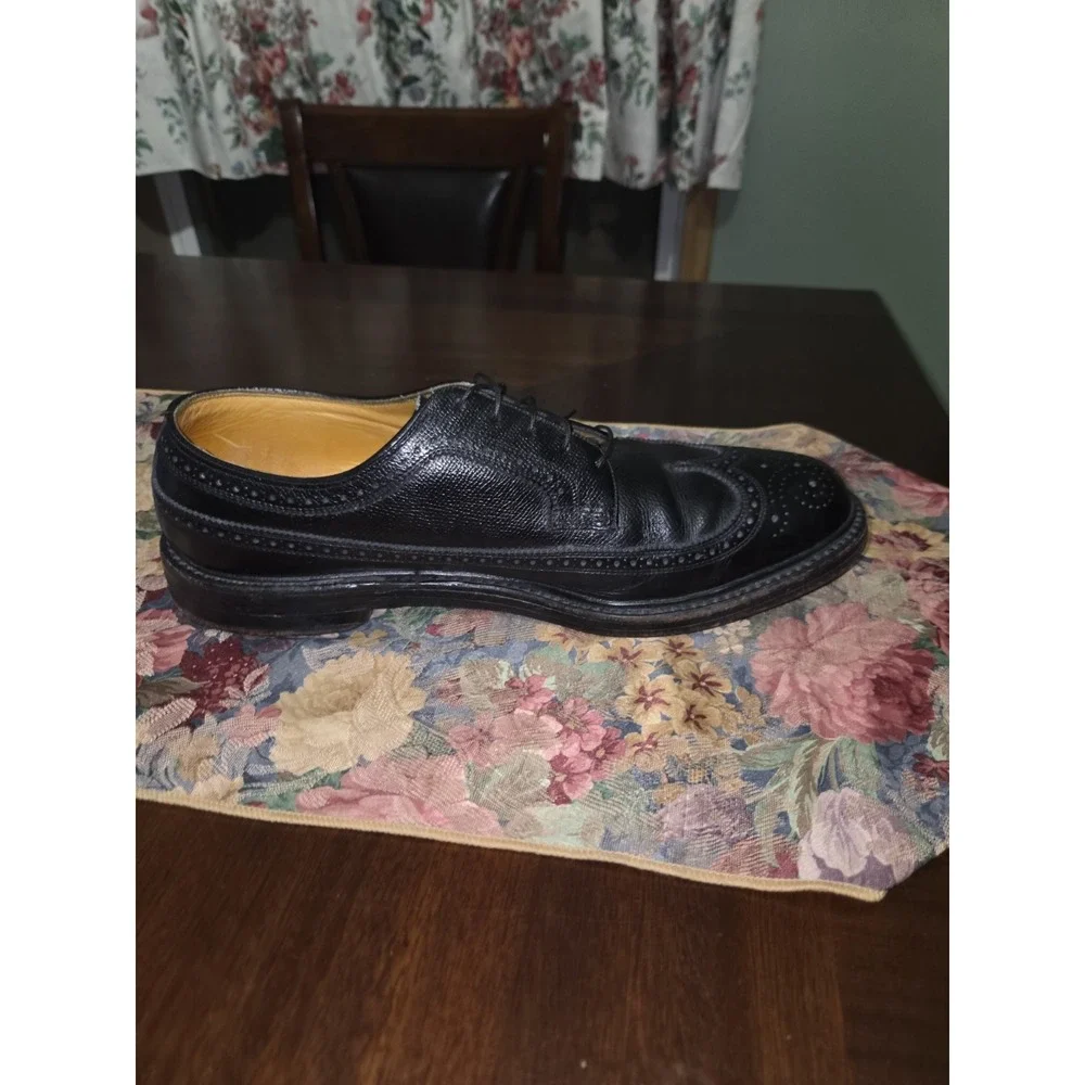 Vintage Florsheim Imperial Kenmoor 92604 Black Pebble Grain Longwing 10.5 D 1971